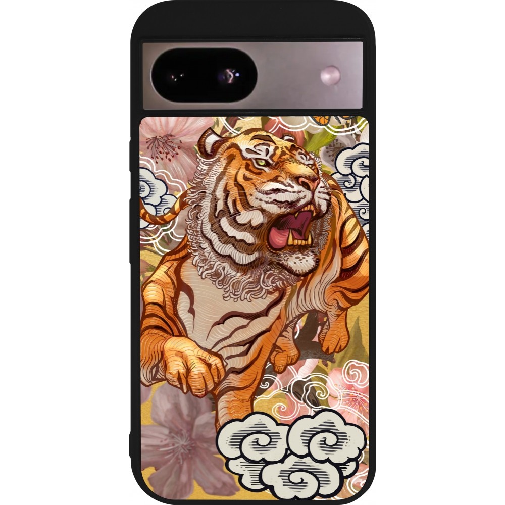 Coque Google Pixel 8a - Silicone rigide noir Spring 23 japanese tiger