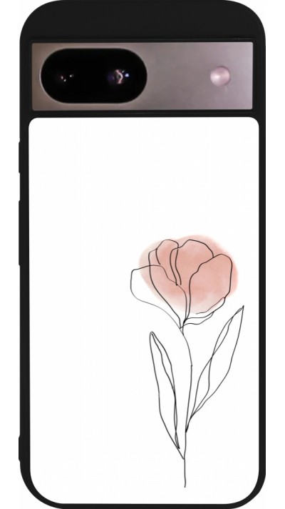 Coque Google Pixel 8a - Silicone rigide noir Spring 23 minimalist flower