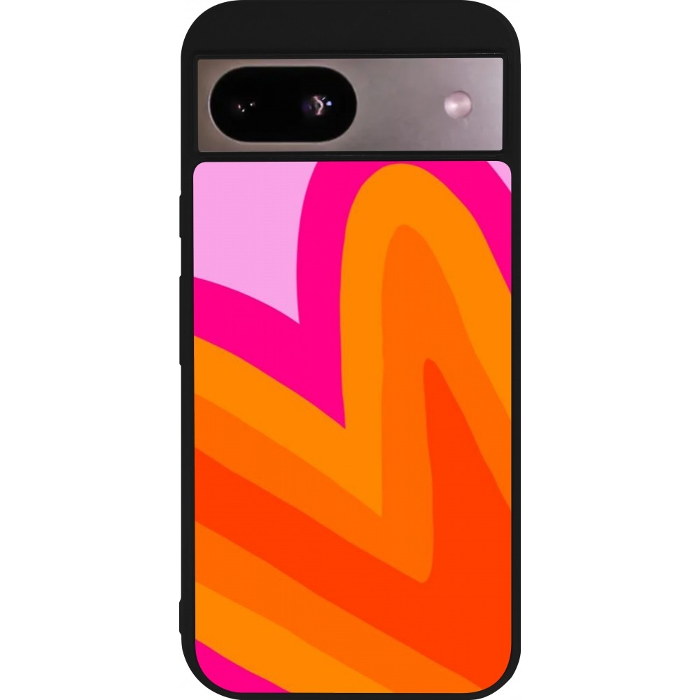 Google Pixel 8a Case Hülle - Silikon schwarz Valentine 2024 heart gradient