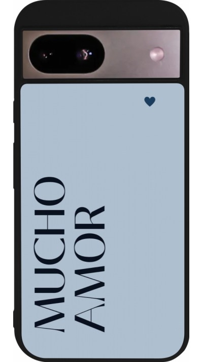 Google Pixel 8a Case Hülle - Silikon schwarz Valentine 2024 mucho amor azul