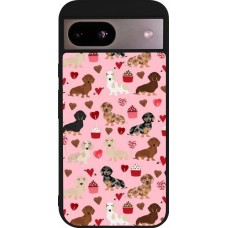 Coque Google Pixel 8a - Silicone rigide noir Valentine 2024 puppy love