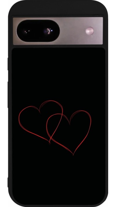 Google Pixel 8a Case Hülle - Silikon schwarz Valentine 2023 attached heart