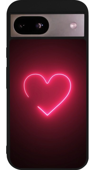 Google Pixel 8a Case Hülle - Silikon schwarz Valentine 2023 single neon heart