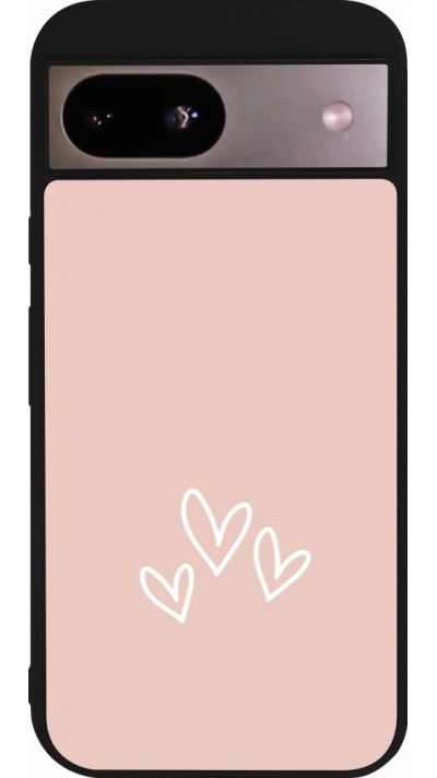 Google Pixel 8a Case Hülle - Silikon schwarz Valentine 2023 three minimalist hearts