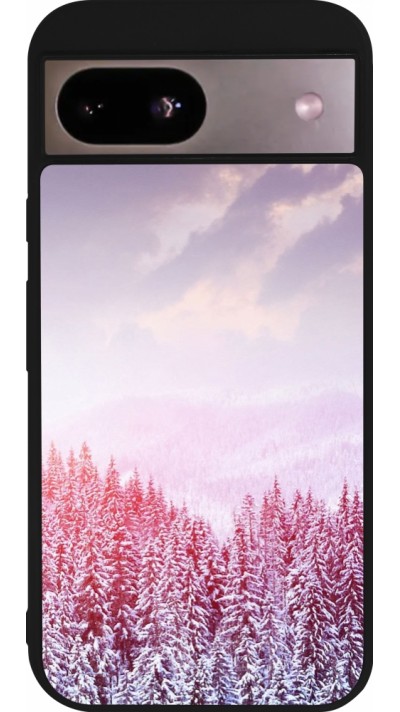 Google Pixel 8a Case Hülle - Silikon schwarz Winter 22 Pink Forest