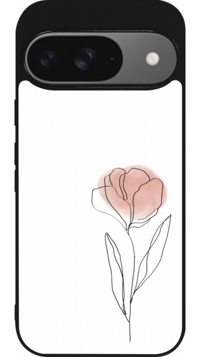 Coque Google Pixel 9 / Pixel 9 Pro - Silicone rigide noir Spring 23 minimalist flower