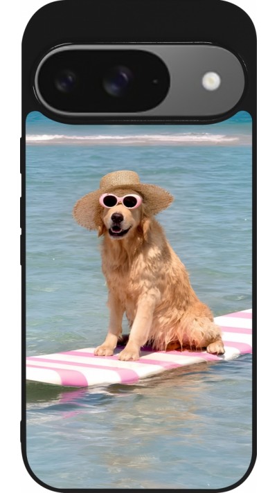 Google Pixel 9 / Pixel 9 Pro Case Hülle - Silikon schwarz Summer Dog on Paddle