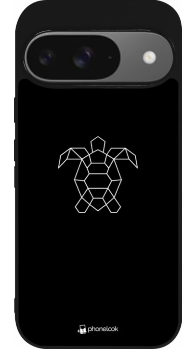 Google Pixel 9 / Pixel 9 Pro Case Hülle - Silikon schwarz Turtles lines on black