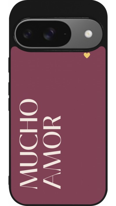 Google Pixel 9 / Pixel 9 Pro Case Hülle - Silikon schwarz Valentine 2024 mucho amor rosado