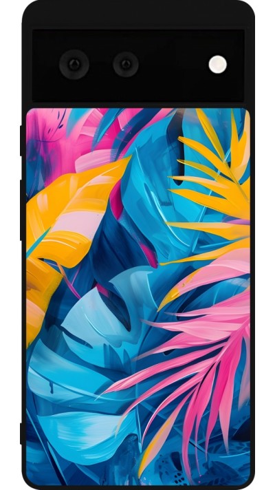 Google Pixel 6 Case Hülle - Silikon schwarz Palms Blue