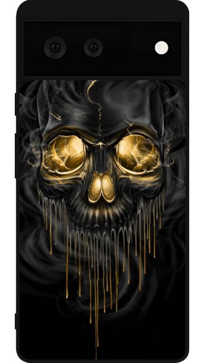 Google Pixel 6 Case Hülle - Silikon schwarz Skull 02