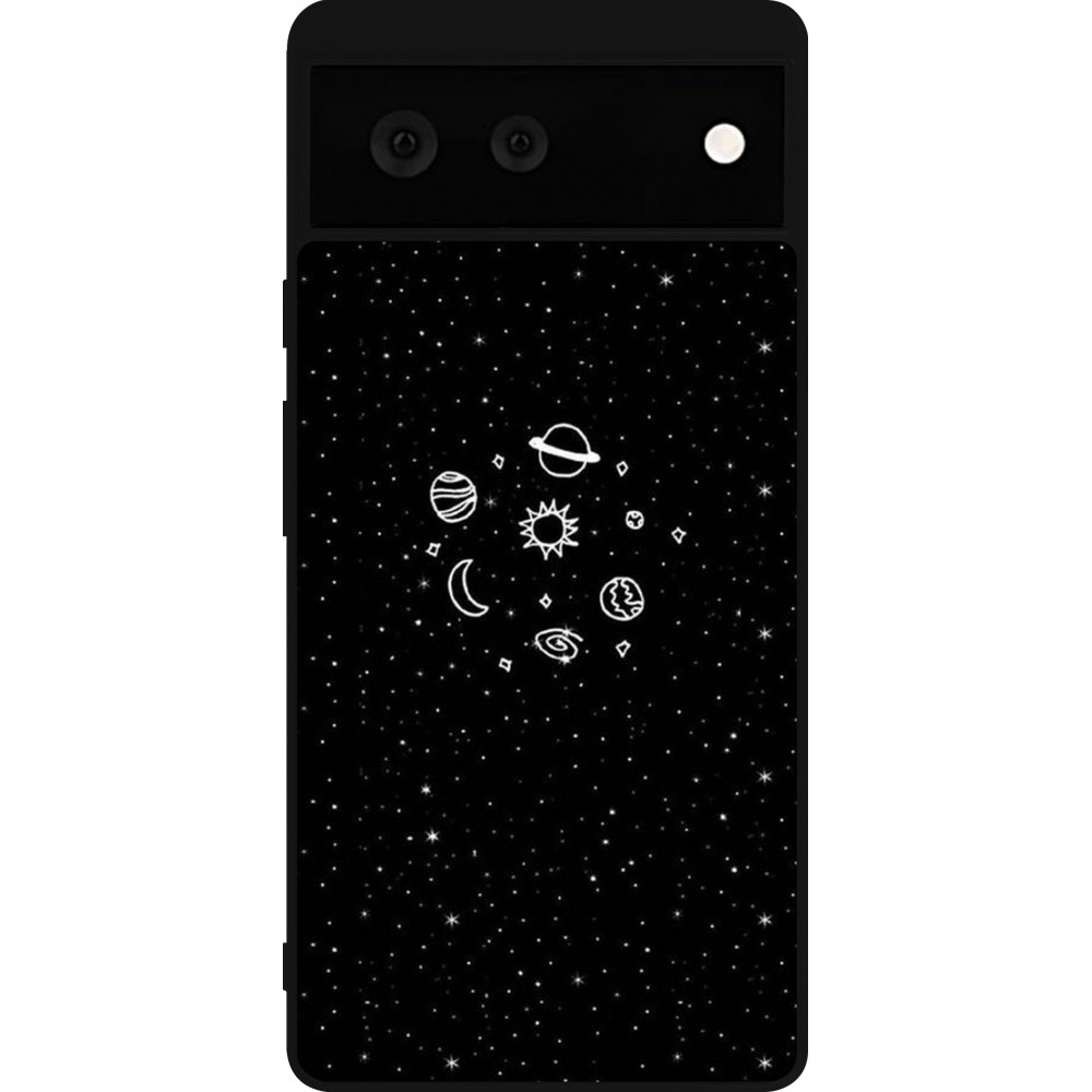 Google Pixel 6 Case Hülle - Silikon schwarz Space Doodle