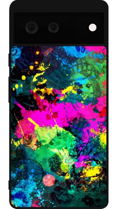 Google Pixel 6 Case Hülle - Silikon schwarz Splash paint