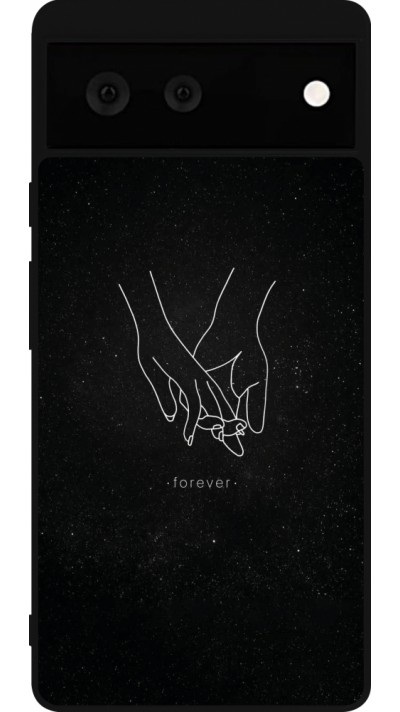 Coque Google Pixel 6 - Silicone rigide noir Valentine 2023 hands forever