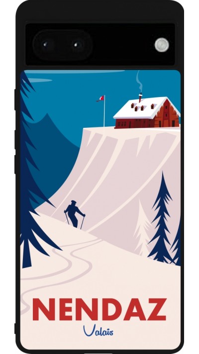 Google Pixel 6a Case Hülle - Silikon schwarz Nendaz Cabane Ski