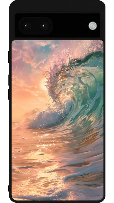 Google Pixel 6a Case Hülle - Silikon schwarz Wave Sunset