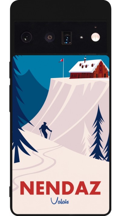 Google Pixel 6 Pro Case Hülle - Silikon schwarz Nendaz Cabane Ski