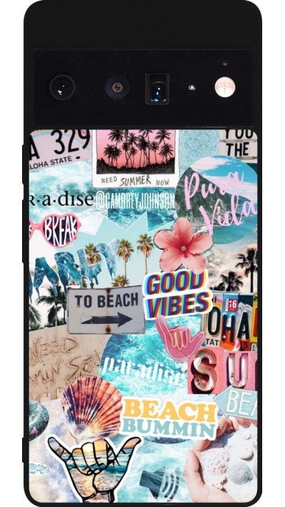 Coque Google Pixel 6 Pro - Silicone rigide noir Summer 20 collage