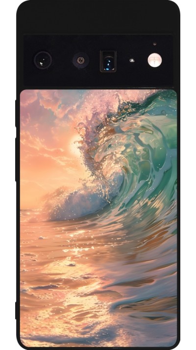 Google Pixel 6 Pro Case Hülle - Silikon schwarz Wave Sunset
