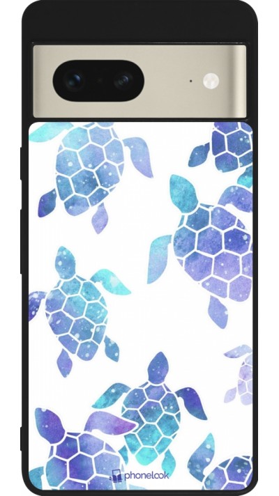 Coque Google Pixel 7 - Silicone rigide noir Turtles pattern watercolor