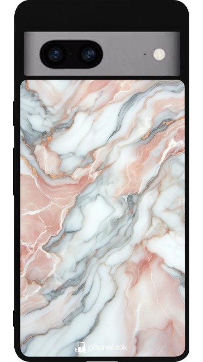 Google Pixel 7a Case Hülle - Silikon schwarz Rosa Leuchtender Marmor