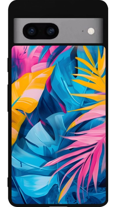 Google Pixel 7a Case Hülle - Silikon schwarz Palms Blue