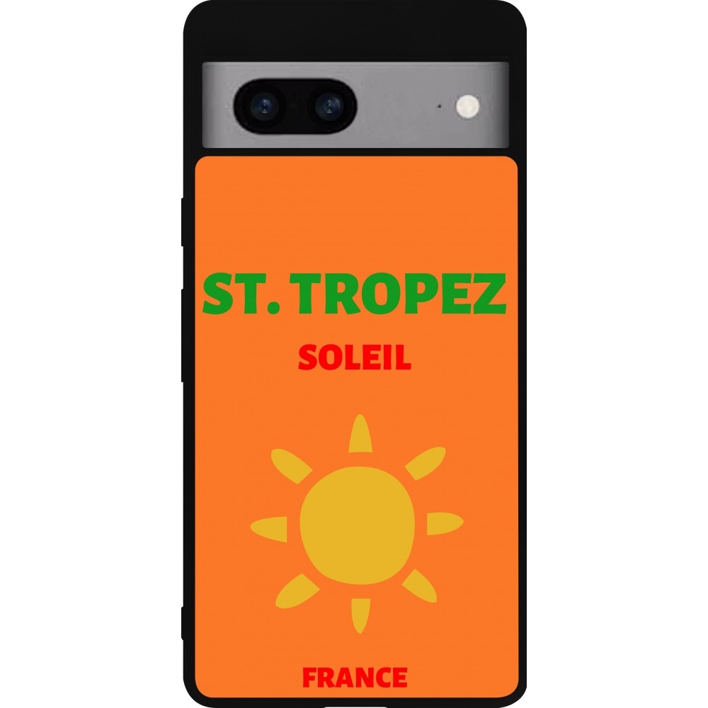 Google Pixel 7a Case Hülle - Silikon schwarz Pop Summer Destination St-Tropez