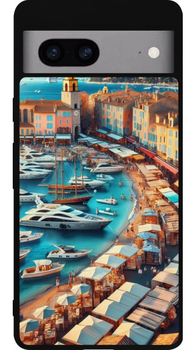 Google Pixel 7a Case Hülle - Silikon schwarz Saint-Tropez Strand