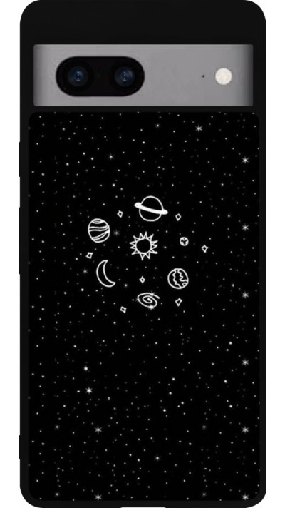 Google Pixel 7a Case Hülle - Silikon schwarz Space Doodle