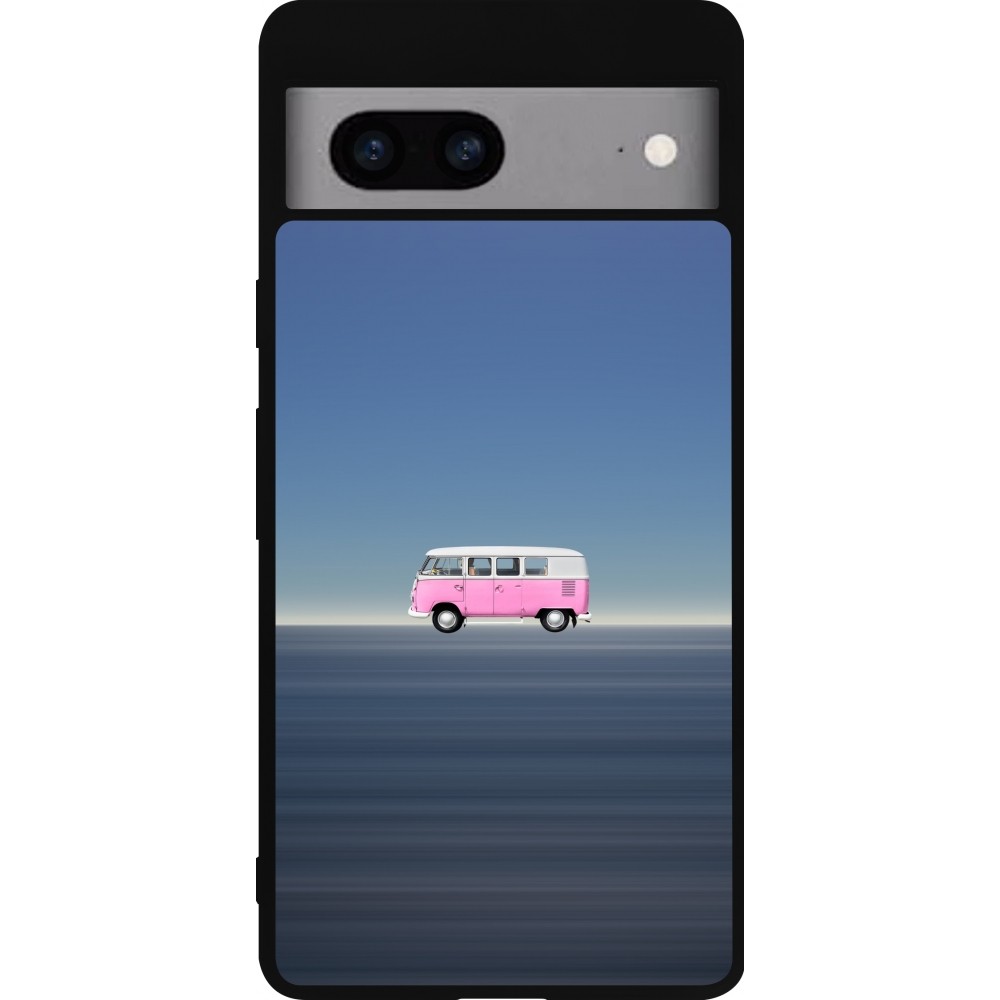 Google Pixel 7a Case Hülle - Silikon schwarz Spring 23 pink bus