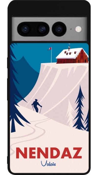 Google Pixel 7 Pro Case Hülle - Silikon schwarz Nendaz Cabane Ski