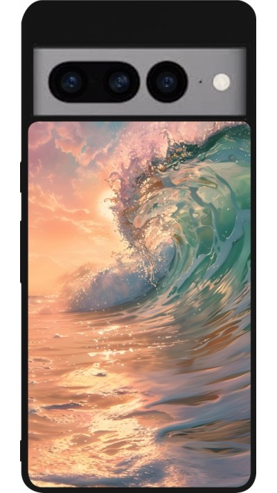 Google Pixel 7 Pro Case Hülle - Silikon schwarz Wave Sunset
