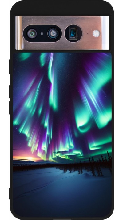 Google Pixel 8 Case Hülle - Silikon schwarz Funkelndes Nordlicht