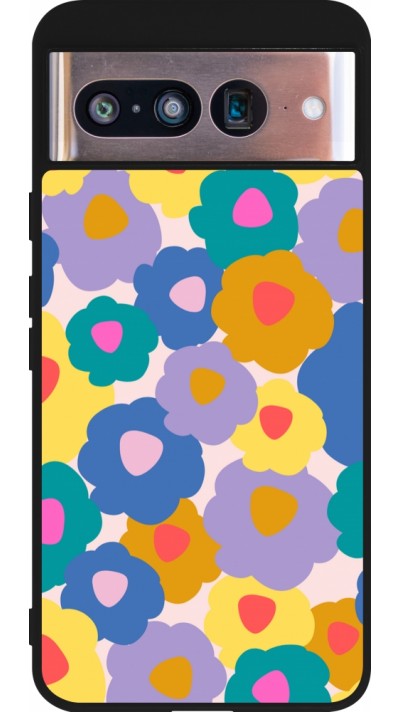 Google Pixel 8 Case Hülle - Silikon schwarz Easter 2024 flower power