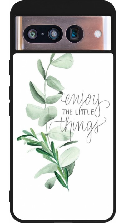 Google Pixel 8 Case Hülle - Silikon schwarz Enjoy the little things