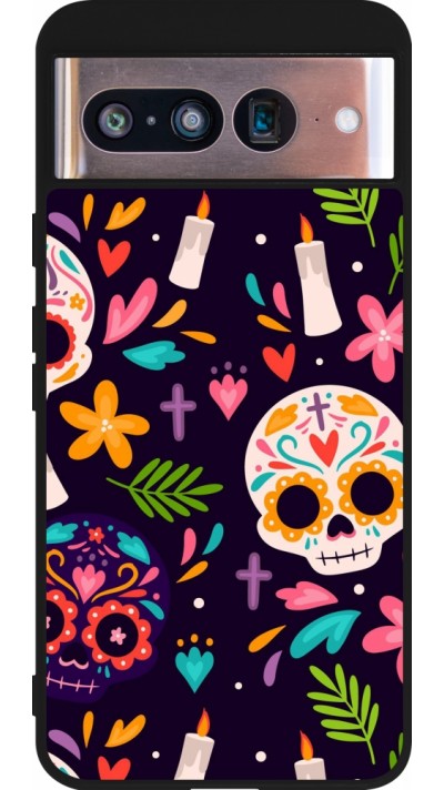 Google Pixel 8 Case Hülle - Silikon schwarz Halloween 2023 mexican style