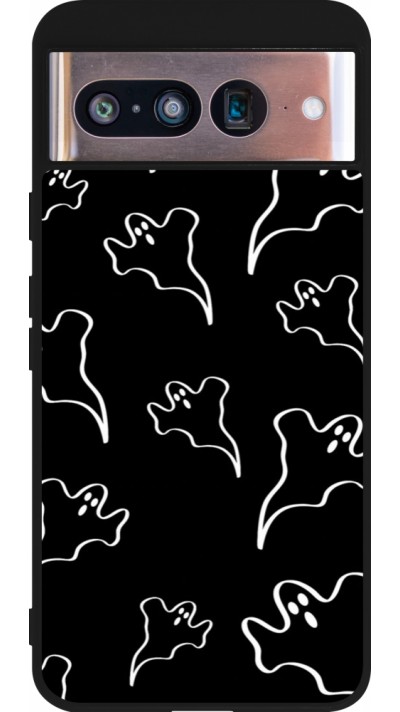 Google Pixel 8 Case Hülle - Silikon schwarz Halloween 2024 black and white ghosts