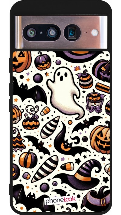 Google Pixel 8 Case Hülle - Silikon schwarz Halloween 2024 Niedliches Muster