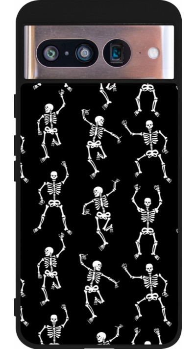 Google Pixel 8 Case Hülle - Silikon schwarz Halloween 2024 dancing skeleton