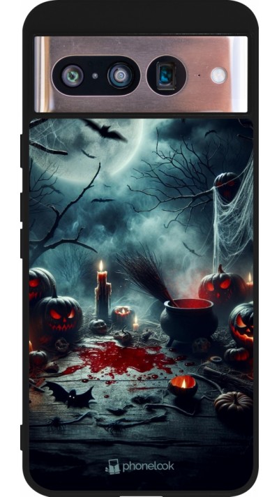 Google Pixel 8 Case Hülle - Silikon schwarz Halloween 2024 Dunkler Mond