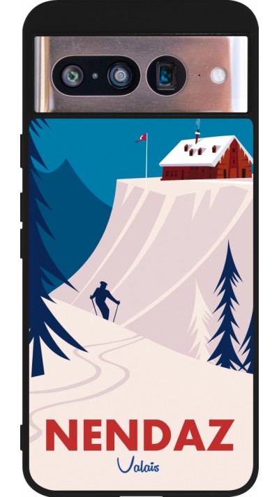 Google Pixel 8 Case Hülle - Silikon schwarz Nendaz Cabane Ski