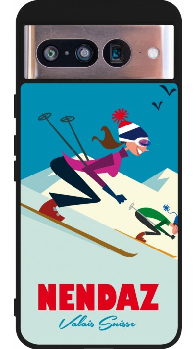 Google Pixel 8 Case Hülle - Silikon schwarz Nendaz Ski Downhill