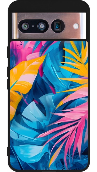 Google Pixel 8 Case Hülle - Silikon schwarz Palms Blue