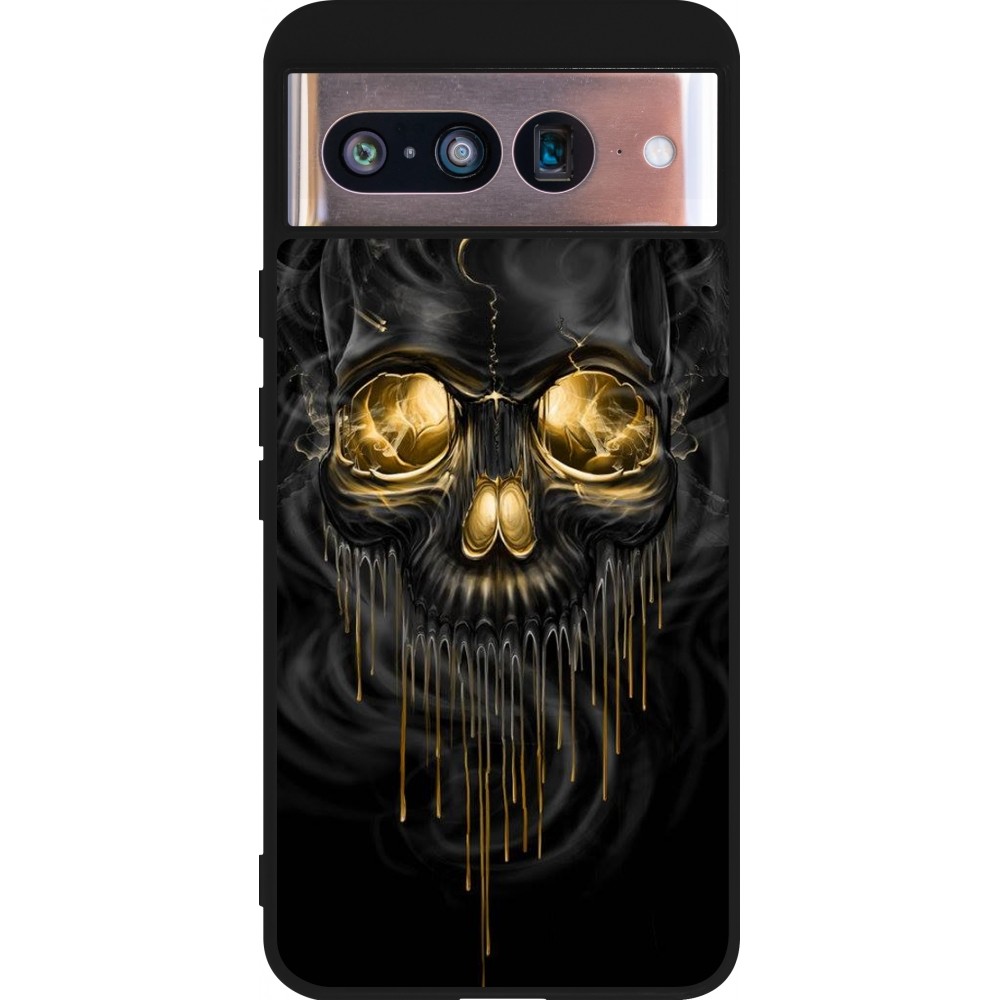 Google Pixel 8 Case Hülle - Silikon schwarz Skull 02