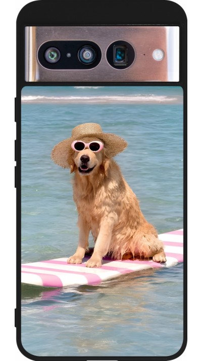 Coque Google Pixel 8 - Silicone rigide noir Summer Dog on Paddle