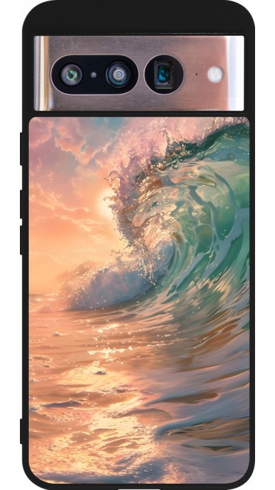 Google Pixel 8 Case Hülle - Silikon schwarz Wave Sunset