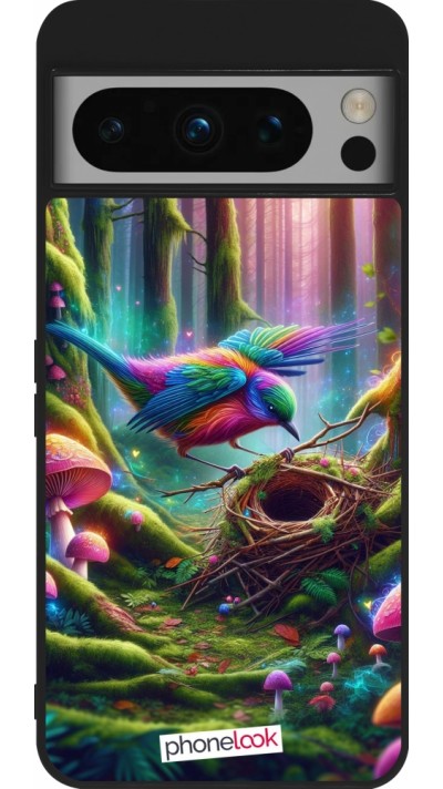 Google Pixel 8 Pro Case Hülle - Silikon schwarz Vogel Nest Wald