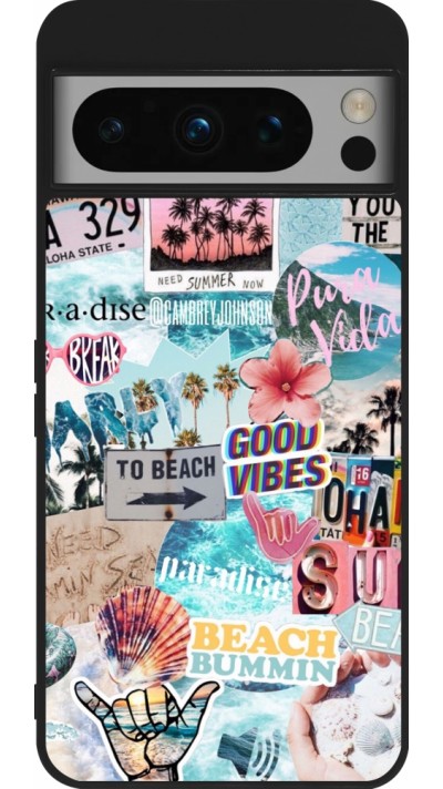 Coque Google Pixel 8 Pro - Silicone rigide noir Summer 20 collage