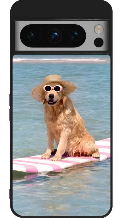 Coque Google Pixel 8 Pro - Silicone rigide noir Summer Dog on Paddle