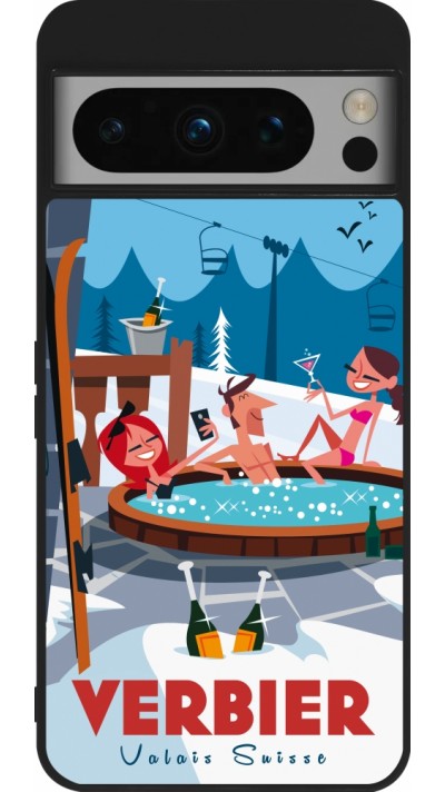 Coque Google Pixel 8 Pro - Silicone rigide noir Verbier Mountain Jacuzzi